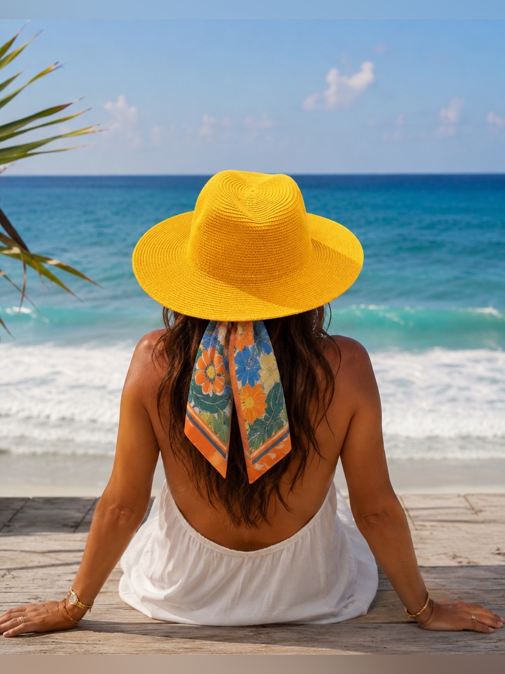 NWT! Boutique Style Bright Yellow Straw Fedora Hat! 🤩
